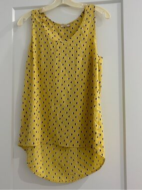 Pleione Yellow Polka Dot Pattern Blouse Sleeveless Women's Size Small